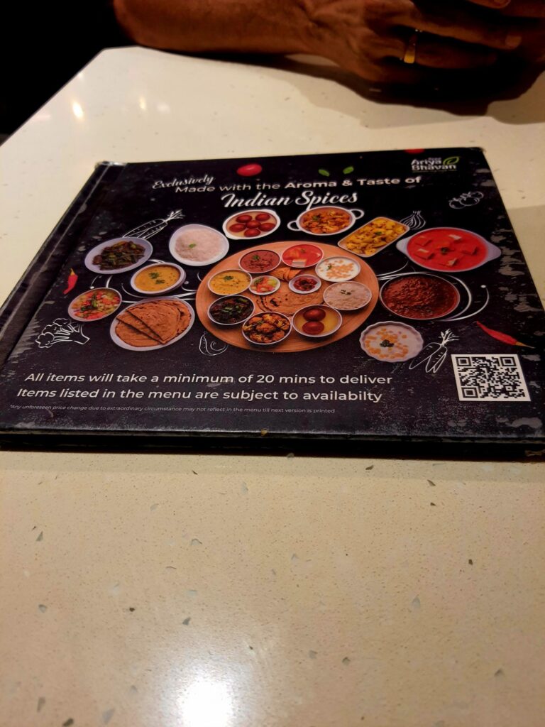 Ariya Bhavan Menu